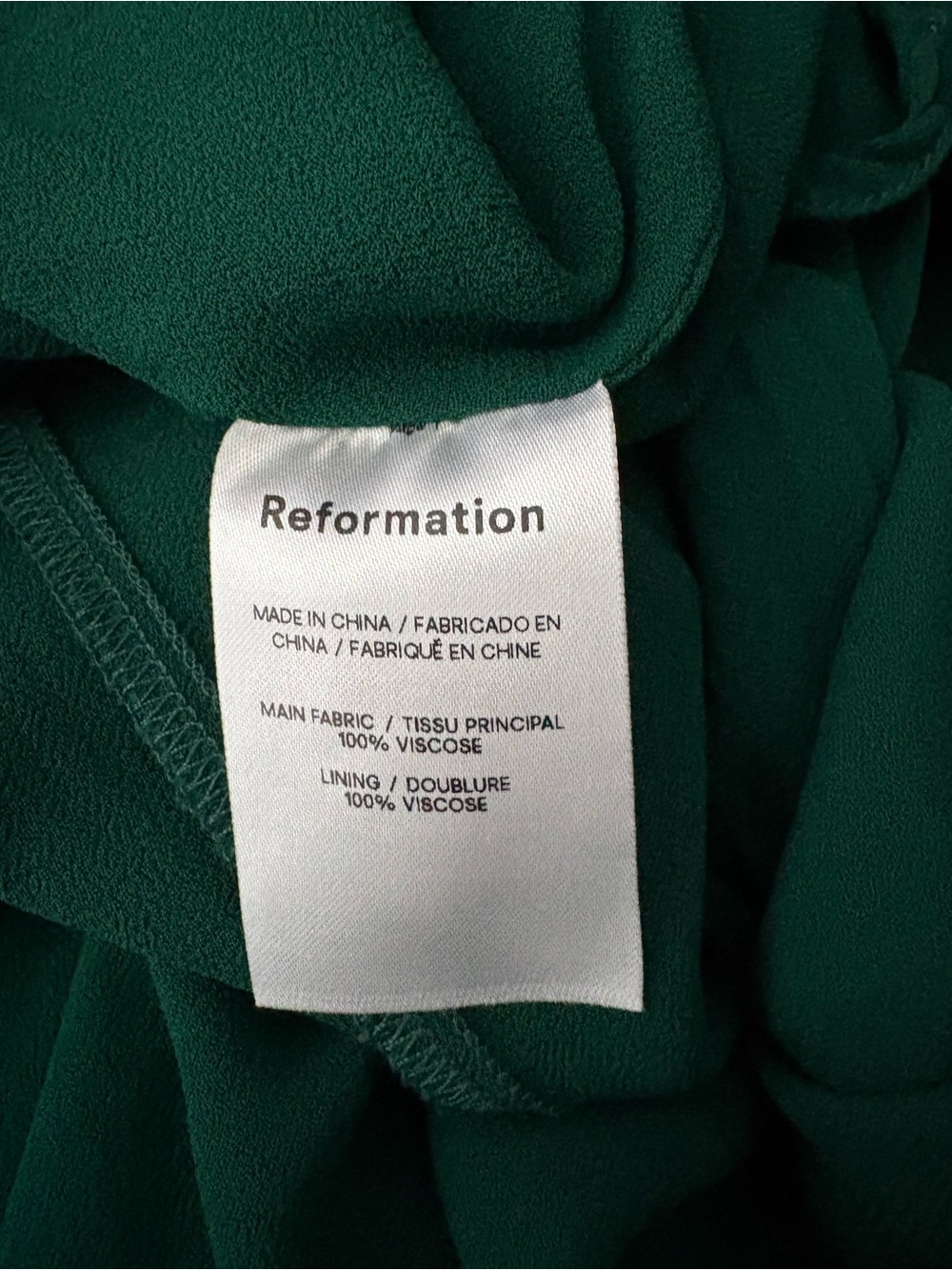 Emerald Green Slip Dress- Reformation- Juliette Dress - Picture 3 of 3